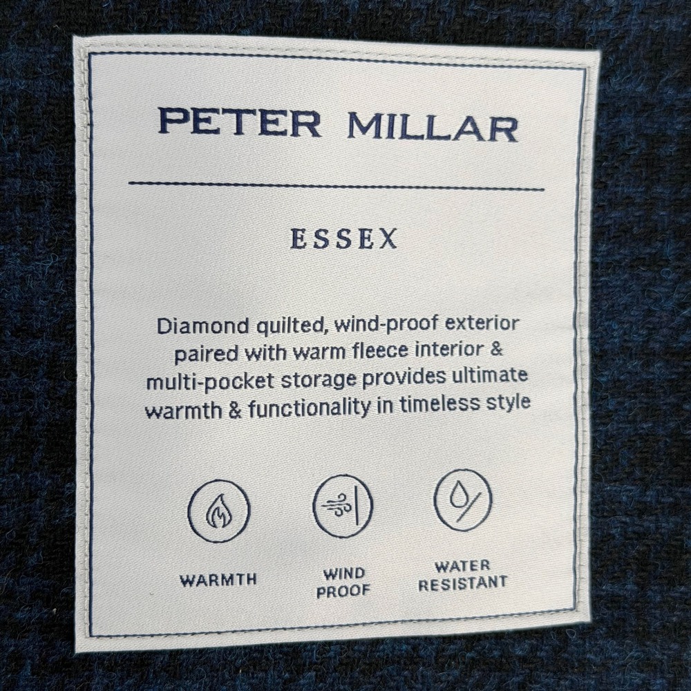 Peter Millar Wool Essex Quilted Vest Mens XL Navy Blue Melange Full Zip Golf - Picture 8 of 15